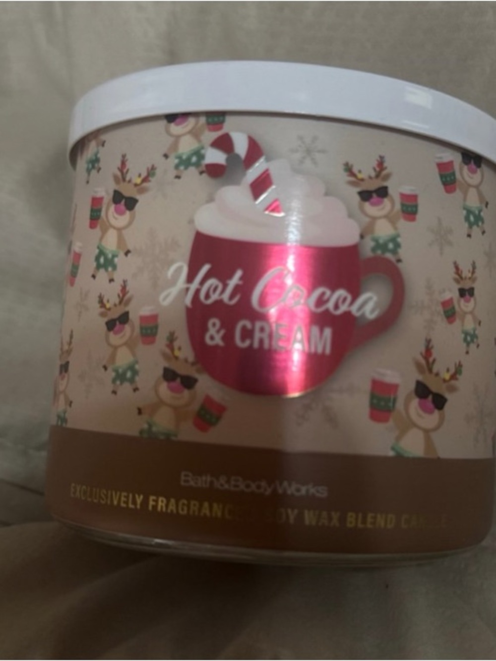 Bath & Body Works Hot Cocoa & Cream Candle - Pink, Cream, White